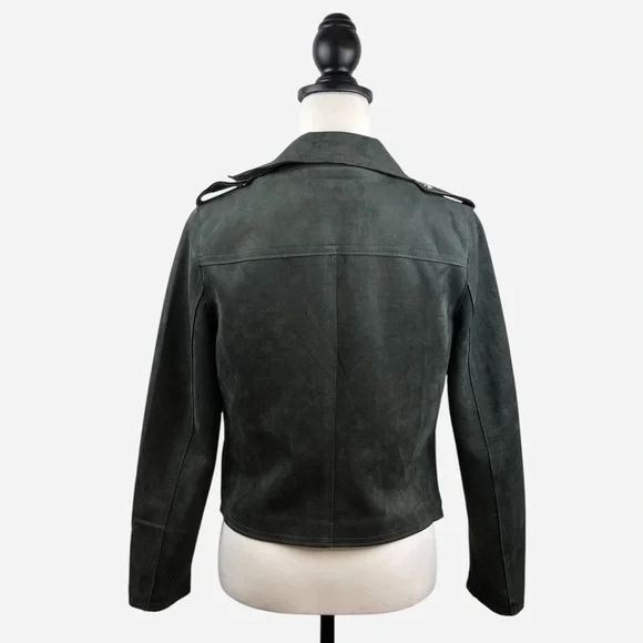 Philosophy Open Faux Leather Cropped Jacket XS Pockets Carbon Crystal Moto NEW - Picture 6 of 15